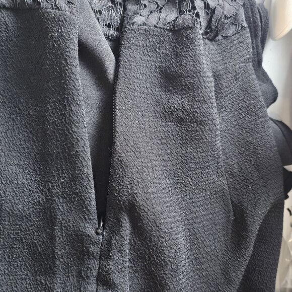 ZARA WOMAN BLACK COMBINATION LACE MIDI DRESS LONG SLEEVE SIZE S SEXY ROMANTIC - Picture 11 of 13